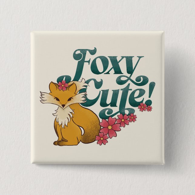 Foxy Niedlich mit Blume Button (Vorderseite)