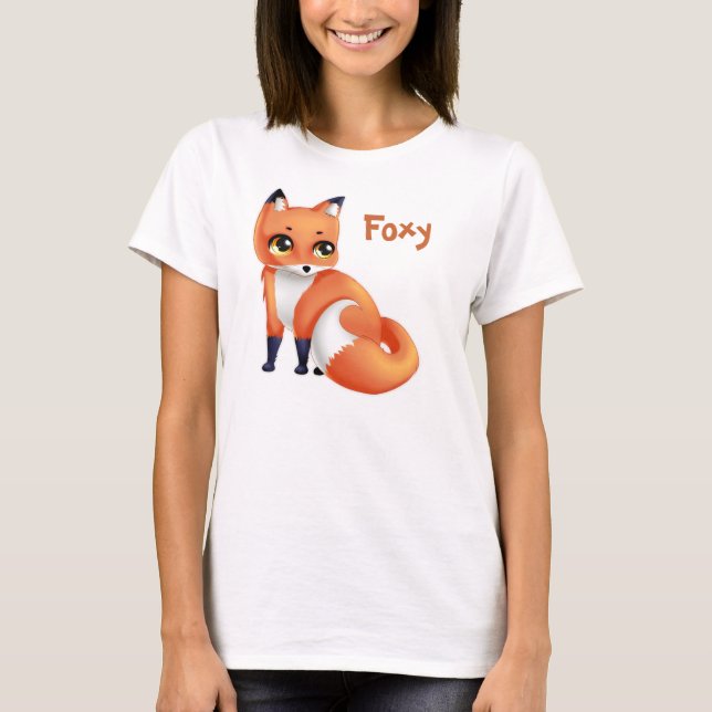 Foxy niedlicher Kawaii Cartoonfuchs T-Shirt (Vorderseite)