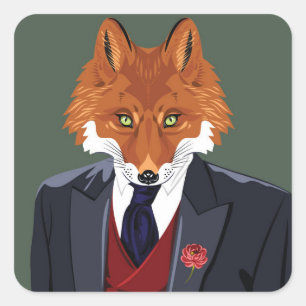 Foxy Portrait Quadratischer Aufkleber