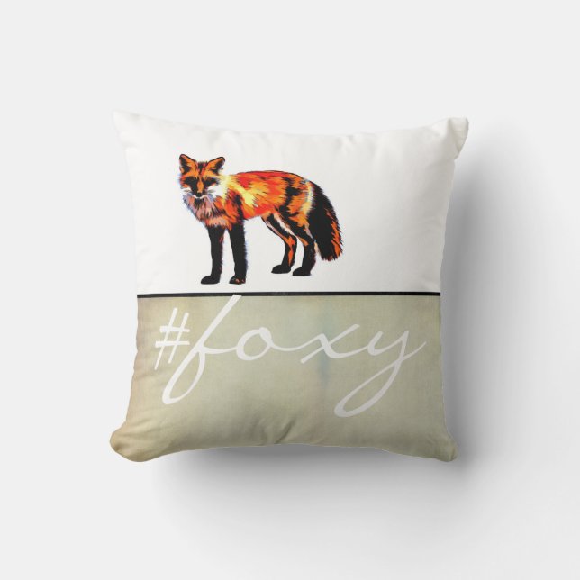 Foxy Red Fux Kissenkunst mit Text Kissen (Vorderseite)