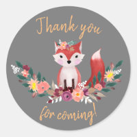 Foxy Round Birthday Sticker