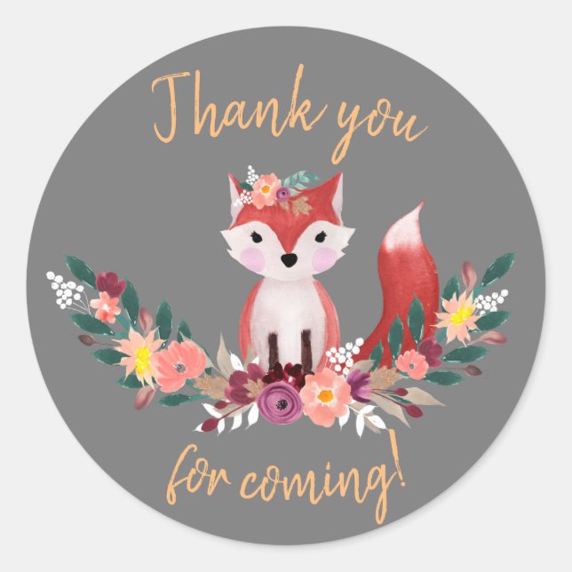 Foxy Round Birthday Sticker (Vorderseite)