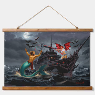 Foxy Roxy Vampir-Rebellin-Hochsee  Wandteppich Mit Holzrahmen