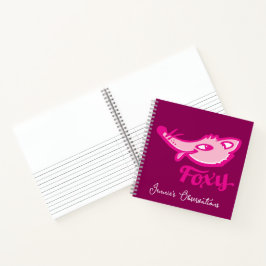 Foxy-Tiefrosa-Fuchs im Gesicht personalisiert Notizbuch