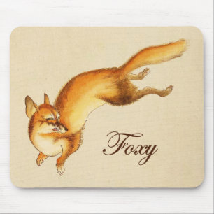 "Foxy" - Vintage japanische Skizze eines Fuchses Mousepad