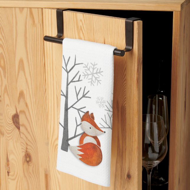 Foxy Winter Forest Kittuch Geschirrtuch (Drittel gefaltet)