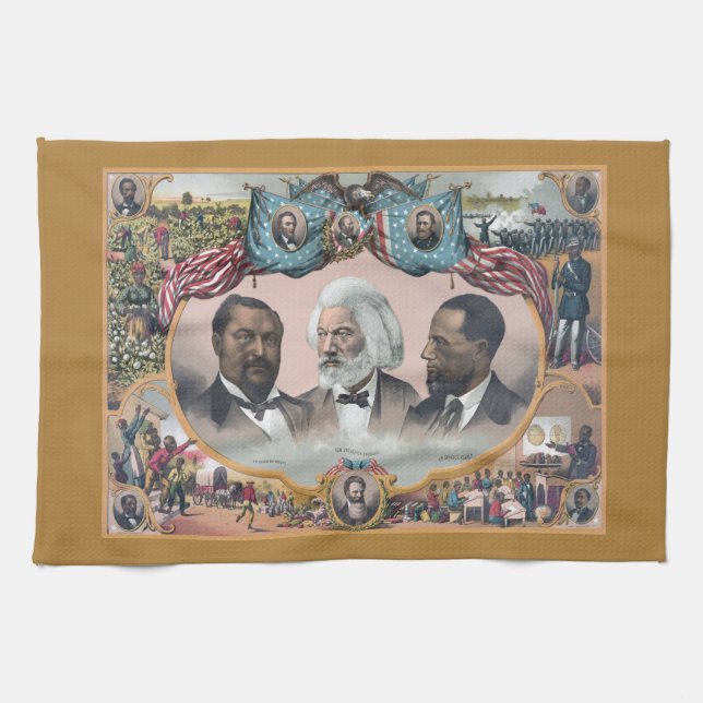 Fr3d3rick Bailey Douglass mit Black Abolitionist Geschirrtuch (Horizontal)