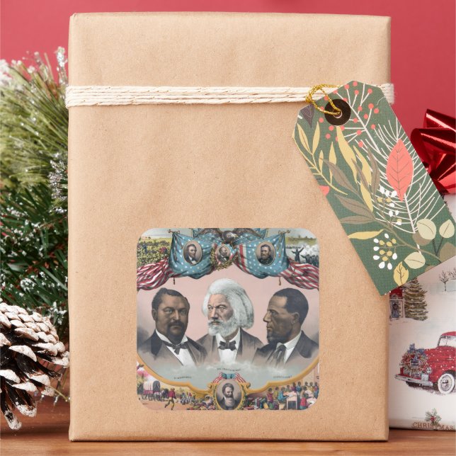Fr3d3rick Bailey Douglass mit Black Abolitionist Quadratischer Aufkleber (Feiertag)