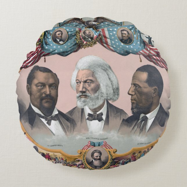 Fr3d3rick Bailey Douglass mit Black Abolitionist Rundes Kissen (Vorderseite)