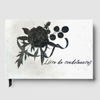 FR | Livre de condoléances - Rose noire Gästebuch