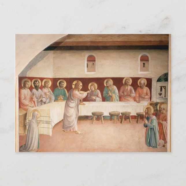 Fra Angelico - Institution der Eucharistin Postkarte (Vorderseite)