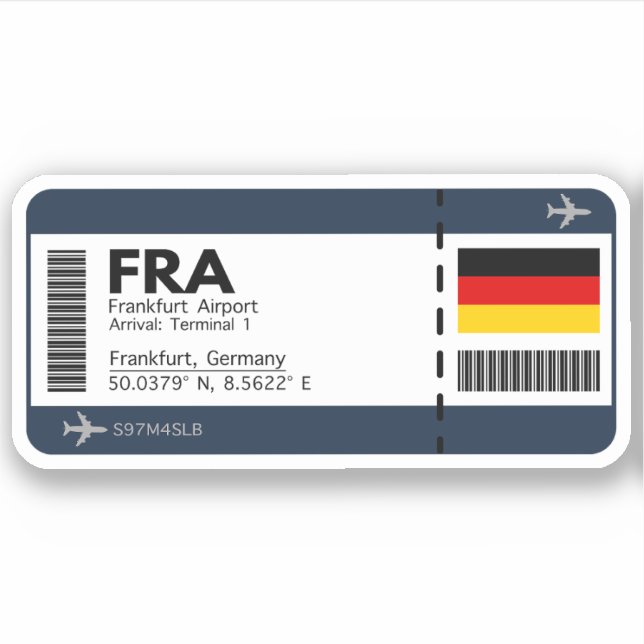 FRA Frankfurt-Boarding-Pass - Deutschland-Ticket Aufkleber (Vorderseite)