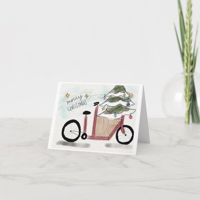 Fracht-Fahrrad-Weihnachten Feiertagskarte (Vorderseite)