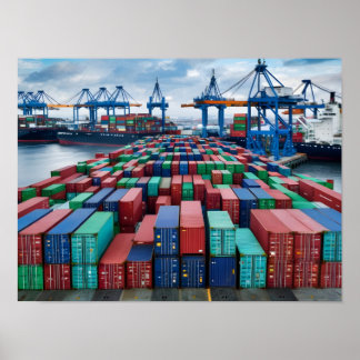Frachtbehälter für den Export bereit Poster
