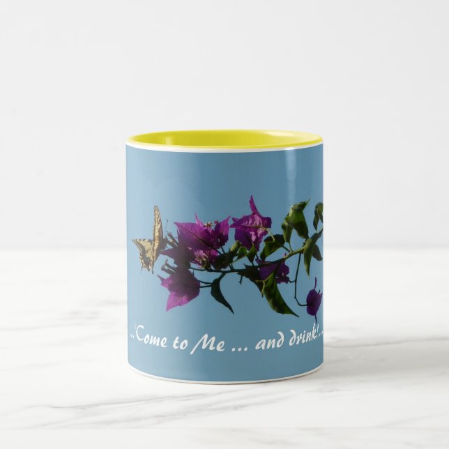 Frack auf Bouganvilla Zweifarbige Tasse (Mittel)