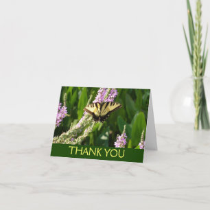 Frack Butterfly auf Lila Wildblumen Dankeskarte