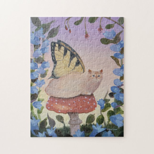 Frack Butterfly Fairy Cat auf Mushroom (Vertikal)