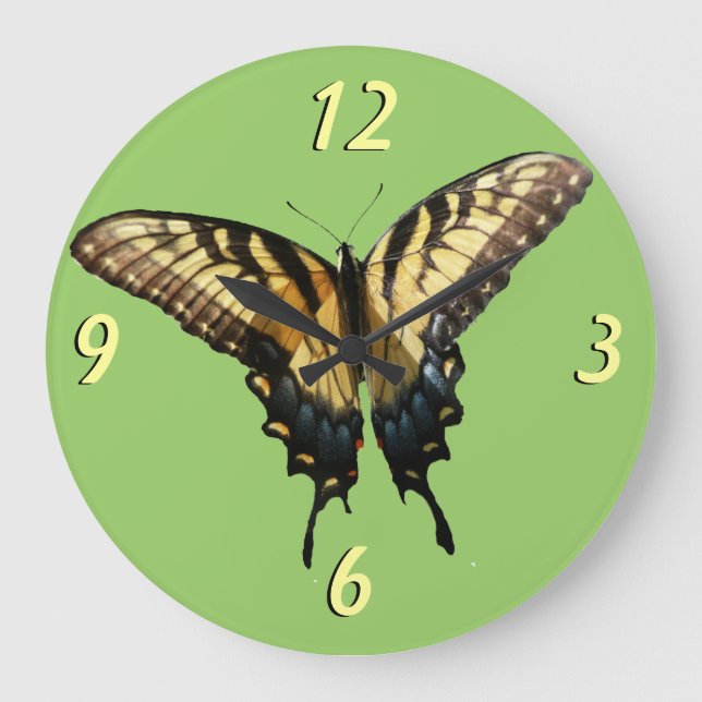 Frack Butterfly III Schönes farbiges Foto Große Wanduhr (Vorderseite)