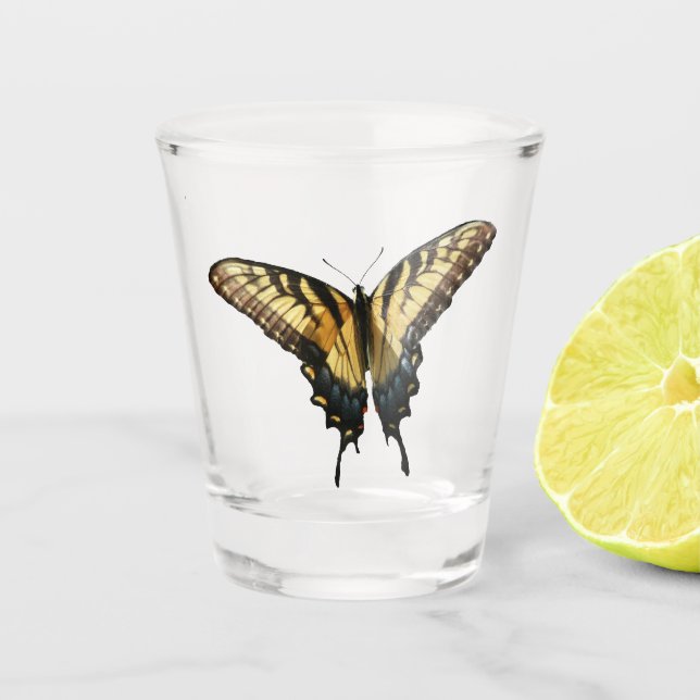 Frack Butterfly III Schönes farbiges Foto Schnapsglas (Vorderseite)