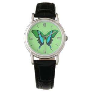 Frack Butterfly in Grün, Türkis und Schwarz Armbanduhr