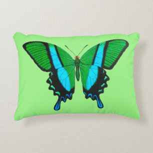 Frack Butterfly in Grün, Türkis und Schwarz Dekokissen
