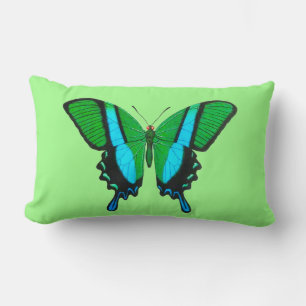 Frack Butterfly in Grün, Türkis und Schwarz Lendenkissen