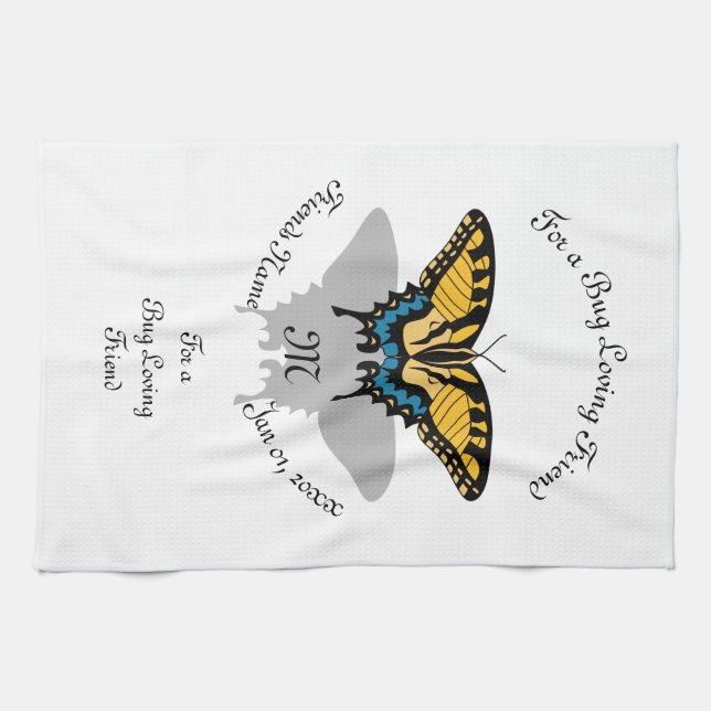 Frack Butterfly Monogramm Geschirrtuch (Horizontal)