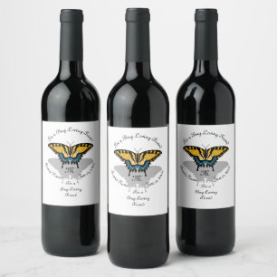 Frack Butterfly Monogramm Weinetikett