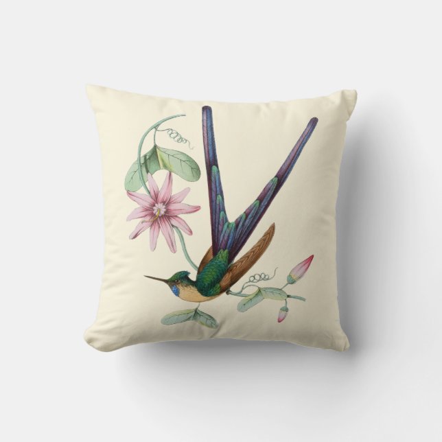 Frack-Kolibri-Blumeninnenkissen 16x16 Kissen (Vorderseite)