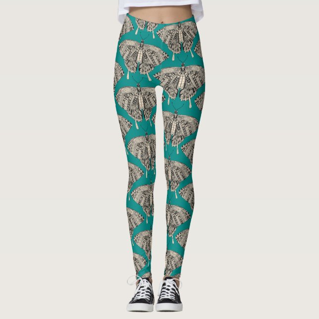 Frack Schmetterling aquamarin Leggings (Vorderseite)
