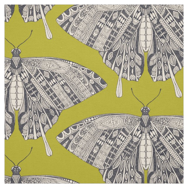 Frack-Schmetterling-Citron-Basalt Stoff (Muster)