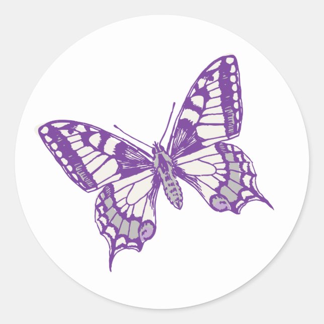 Frack-Schmetterling lila grauer Hochzeitsticker Runder Aufkleber (Vorderseite)