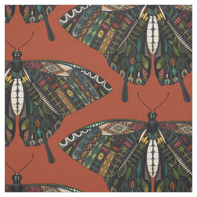 Frack-Schmetterling Terracotta Stoff (Muster)