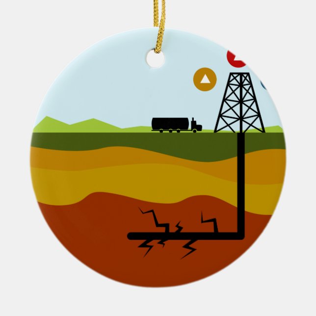Fracking Öl-Diagramm Keramikornament (Vorne)