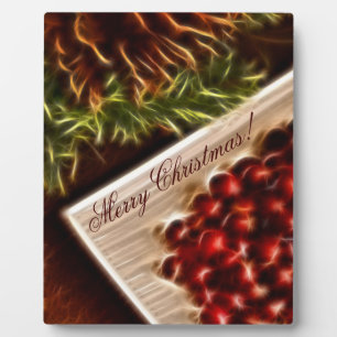 Fractal Cranberry Christmas with Customizable Text Fotoplatte