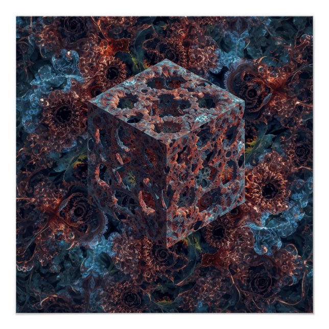Fractal Cube With Mandelbrot Cutout  Poster (Vorderseite)