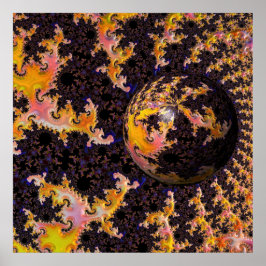 Fractal Firestorm Sphere Poster
