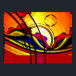 Fractal landscape poster<br><div class="desc">Is this a sunset on another planet in a fractal landscape with a Mandelbrot sky?  I warms up my winter here in Tasmania anyway.</div>