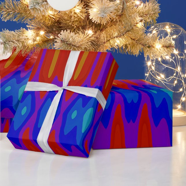 ~ Fractal Pattern Red Blue Orange Shades ~   Geschenkpapier (Feiertage)