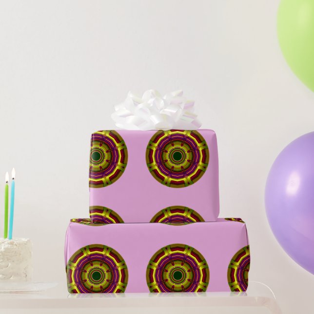 ~ Fractal Pattern Yellow Purple Shades ~ Wrapping  Geschenkpapier (Partygeschenke)