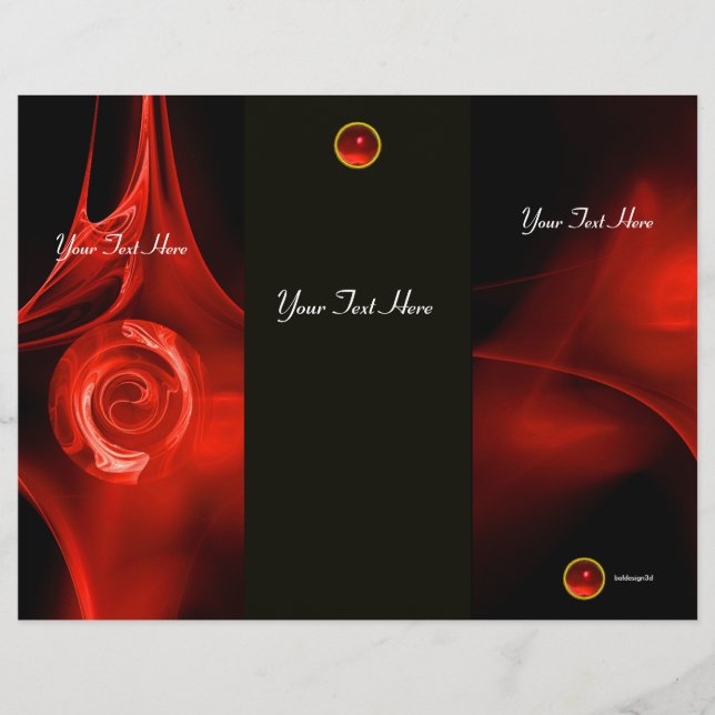 FRACTAL ROSE rouge vif noir 3 pli brochure (Devant)