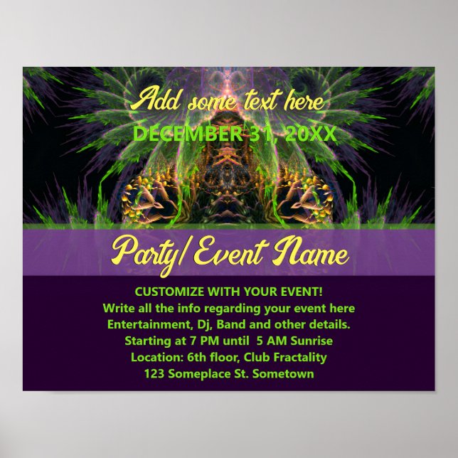 Fractal Tempel Wald Fantasy Poster (Vorne)