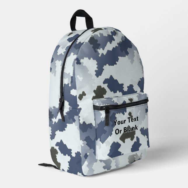 Fractal Winter Camouflage Bedruckter Rucksack (Rückseitige Ecke links)