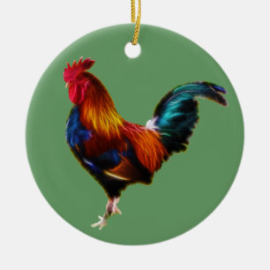 Fractalius Leghorn-Hahn Keramik Ornament