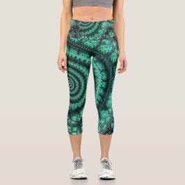 Fractated Malachite Spiralspirale Capri Leggings