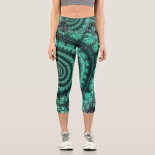 Fractated Malachite Spiralspirale Capri Leggings