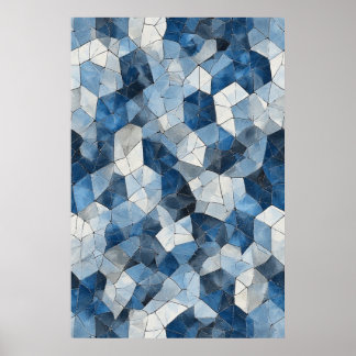 Fractured Mosaic: Blaues geometrisches Gürtel Poster