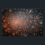 Fractured Nebula Cosmic Web Glow Fotodruck<br><div class="desc">A delicate black web of countless fine cracks overlays a radiant nebula in deep indigo and midnight blue. Warm amber, copper, and fiery orange light surges through every fracture, illuminating hundreds of sparkling golden-white stars that pulse like distant galaxies or captured fireflies. The central burst glows brightest, evoking a supernova...</div>