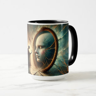 Fractured Reflections: Surreal Mirror Tasse