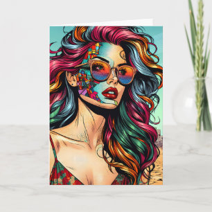 Fracturing Art   Abstrakte Frau am Strand Karte